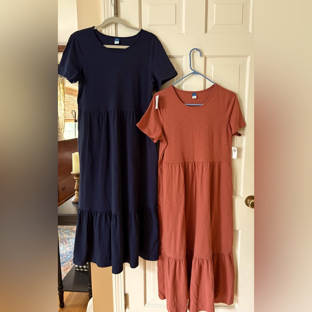 TWO Old Navy Blue and Orange Tiered Ruffled Sundress